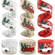 [Christmas] 5M/Roll Car Printing Ribbon Christmas Tree Decoration Burlap Ribbons for Gift Wrapping Christmas Navidad New Year Wreath Bows DIY Xmas Tree Wreath Bows