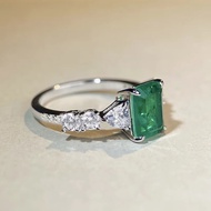 Luxury Solid Platinum PT950 Women's Emerald Cotton Muzuo Diamond Ring Seiko Caibao Moissanite Diamon