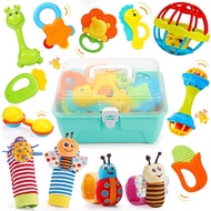 Wootoyz Baby Toys for 0 3 6 9 12 Months Rattle Toys with Storage Box,Newborn Toys for 0-12 Months In