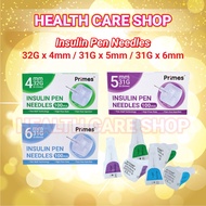 Primes Insulin Pen Needles 100Pcs ( 4mm 32G / 5mm 31G / 6mm 31G ) - Jarum Pen Insulin