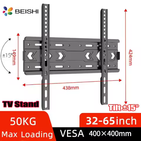 Universal TV Bracket Wall Mount Fixed TV Stand for Most 32-65 in -Tilted ±15° tv Monitor Holder VESA