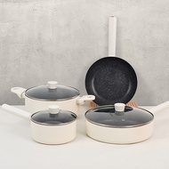 JEETEE 4PCS Non Stick Cookware Set Kitchen Cooking Ware Pots and Pans Set Induction Compatible