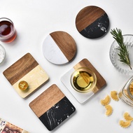 Marble Coaster Splicing Acacia Wooden Coaster Ceramic Coaster Insulation Pad Tea Coaster Coffee Plac