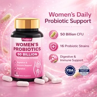 Fmlave Womens Probiotic 50B CFU Prebiotic Fiber Gut Health Bloating pH Balance 30 Caps