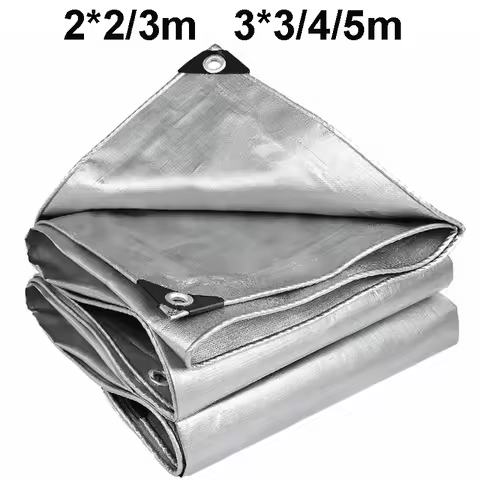 Waterproof Tarpaulin Anti-UV Silver Tarp Multipurpose 2x2m 2x3 3*3 3x4 3mx5 Awning Canopy Rain Cover