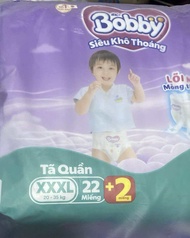 Bỉm tã bobby-tã quần bobby mẫu mới size 3xl 22 miếng tặng 2 miếng
