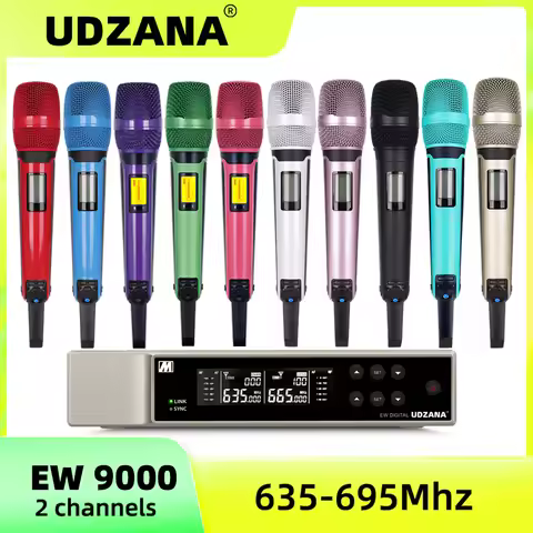 UDZANA EW9000 UHF Professional Dual Wireless Microphne Stage Performance 2 Channels UHF Karaoke Meta