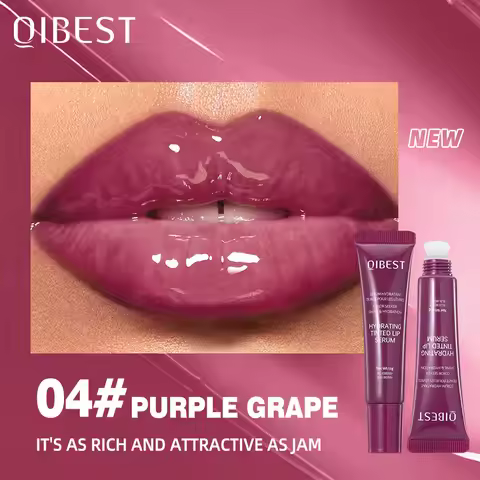 QIBEST Hydrating Tinted Lip Serum Crystal Jelly Lip Stain Moisturizing Light Lip Plumping Gloss Long