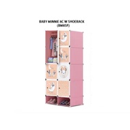 Cute Baby Minnie 8 Cube DIY Clothes Rack Storage Cabinet Wardrobe Organizer + Shoerack / Almari Baju