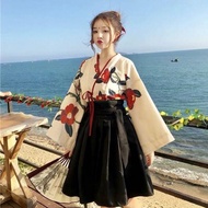 Kimono Sakura Japanese Style Floral Print Vintage Dress Woman Oriental Camellia Love Costume Haori Y