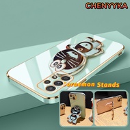 CHENYYKA Casing Ponsel untuk Samsung A52 5G A52s 5G A51 M40s M51 Case HP pola Doraemon Plating casin