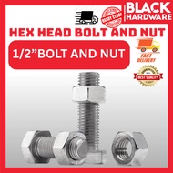 Black Hardware 1/2" Bolt And Nut Set Bolt Nut Set Screw Hexagon Screw Nut Set Skru Nut m8 Screw Nut 