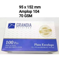 White Envelope 104 Grandia length size 95 x 152mm contents 100 Pcs already has glue (AZ)