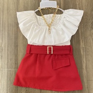 Bộ quần áo bèo váy đỏ bé gái 8-23kg Angel Baby Thời Trang Thiết Kế