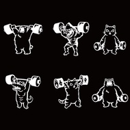 舉重 啞鈴 槓鈴 熊 貓 鯊魚 鱷魚 反光貼紙 簍空無底 防水車貼