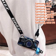 Case For Samsung Galaxy A12 Samsung A02S Samsung A02 Samsung A32 Samsung A52 Samsung A52s Retro Camera lanyard Casing Grip Stand Holder Silicone Phone Case Cover With Camera Doll