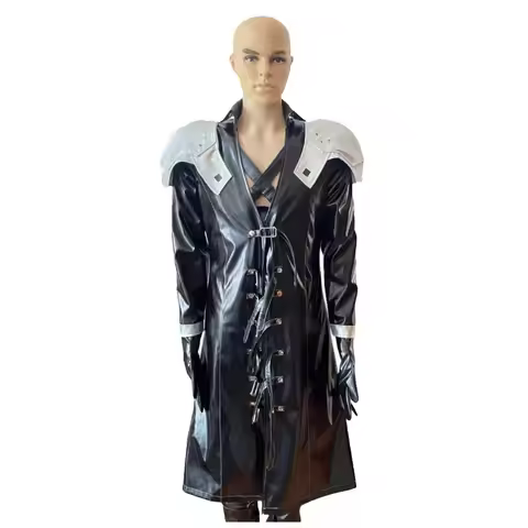 2025 FF7 Sephiroth Cosplay Costume Black Fantasy Leather Coat