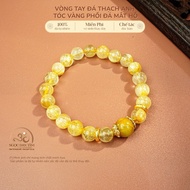 Jade Dan Tam - Blonde Quartz Bracelet 8mm 7A Mixed with Tiger's Eye Stone 10mm 5A - Metal Element & 