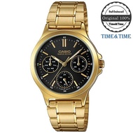 Time&amp;Time Casio Standard นาฬิกาข้อมือผู้หญิง สีทอง/ดำ สายสแตนเลส รุ่น LTP-V300G-1AUDF (ประกัน CMG)