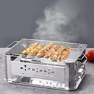 Garden Stainless Steel Charcoal Grill Multifunctional Alcohol Grilled Fish Rack BBQ Grill Smoker Charcoal Stove with BBQ Net Tray Carbon Tray 45 x 35cm
