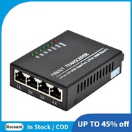 10/100M 2 Fiber Ports 4 RJ45 Port Fiber Media Converter 1310nm/1550nm Single Mode Simplex 20km SC