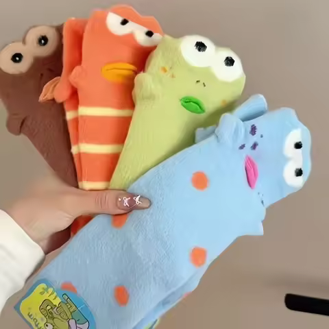 Bikinibottom Characters 3d Cartoon Socks Fluffy Plush Thick Warm Mid Calf Home Sleep Winter Autumn U