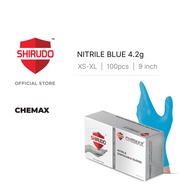 SHIRUDO CHEMAX Nitrile Disposable Glove - Blue (9"/4.2g/100 Pcs)