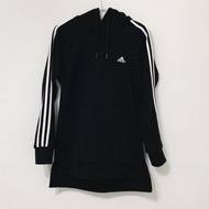 ADIDAS HOODIE 經典復古 三線 LOGO 保暖 休閒 長袖 修身 剪裁 連帽 帽T 前短後長 女版 黑色 XS號 CJ1931 CLT-W TP0-22 #女人節