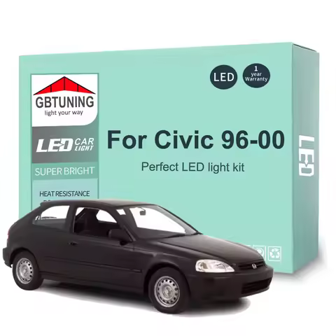 9Pcs Canbus Dome​ License Plate Bulb For Honda Civic VI MK6 EJ EK 1996 1997 1998 1999 2000 LED Inter