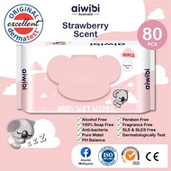 Aiwibi Baby Wet Wipes/Strawberry scent/baby tissue/Alcohol Free-80pcs