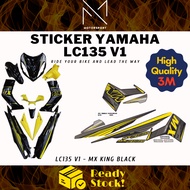YAMAHA LC135 V1 MX King CoverSet Stripe Sticker Black Matt Black 3M Premium Sticker LC135 Motorcycle