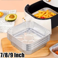10ชิ้นกระดาษรองอบสี่เหลี่ยมหม้อทอด Air Fryer น้ำมันกล่องกระดาษฟอยล์อลูมิเนียมแบบใช้แล้วทิ้งถาดย่างเต