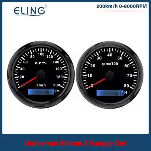 ELING 85mm GPS Speedometer Odometer 120KMH 200KM/H 8000RPM Tachometer with GPS Antenna 7 Colors Back