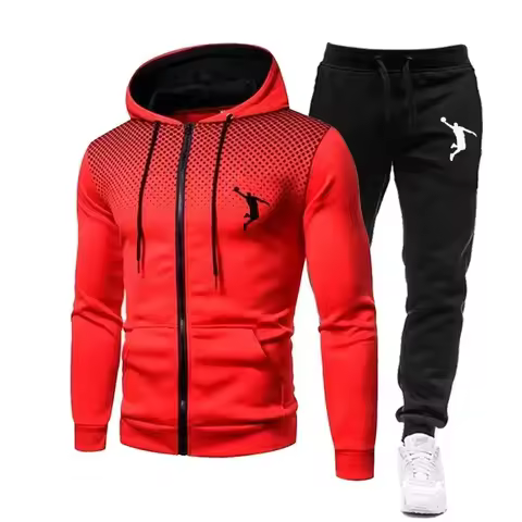 2026 Men's Zipper Sweatshirt + Casual Sport Pants 2-Piece Set, Casual Sport Set, Jogging Sport Set, 
