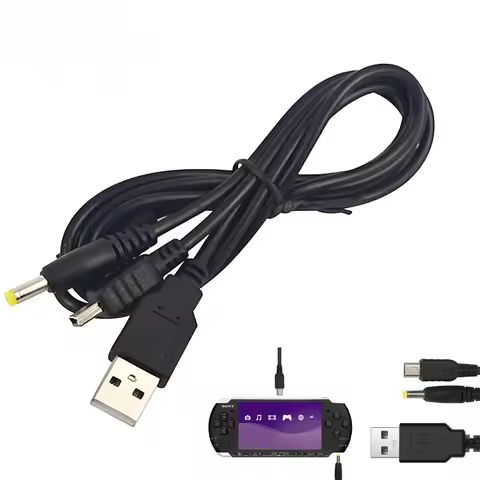 2 in 1 USB Charger For PSP 1000 2000 3000 Game Console USB Data Cable + Charger Cable Cord Game Acce