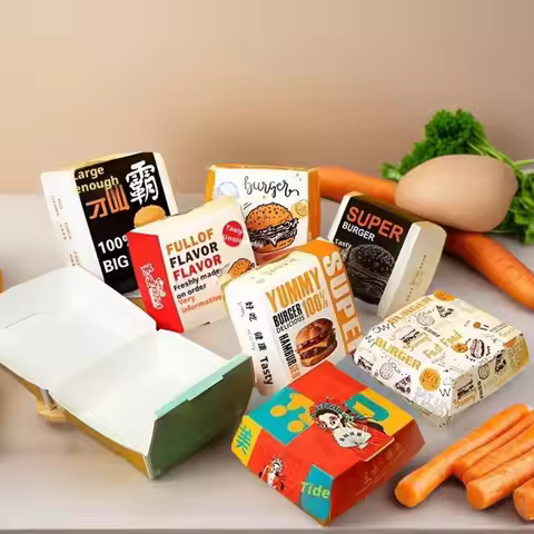 50/100Pcs Thickened And Greaseproof Burger Packaging Box Disposable Burger Box Food Grade Fast Food 