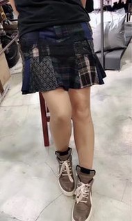 意大利品牌Giusto dama 拼接lace拼布牛仔短裙 2碼