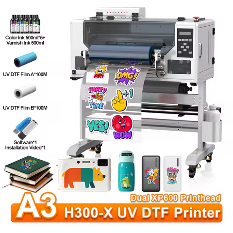 A3 UV DTF Printer Dual XP600 UV Printer Impresora Direct Printing Machine For Glass plastic Sticker 