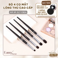 Set of 4 Professional Eye Makeup Brushes with natural fur and high quality wood handle ELITE Brush E