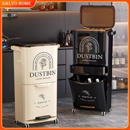 Salvo Large Kitchen Trash Bin 3 Layer Dry Wet Separation Rubbish Bin Home Trash Can Garbage Recyclin