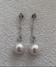 18K 南洋白珍珠鑽石耳環 14mm