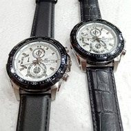 C*s*o ED*F*C* EFR-539 Chronograph White Dial Silver Black Leather Men's Watch