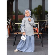 Baju Gamis Setelan Anak Perempuan Umur 4 6 8 10 12 Tahun Blouse + Rok Kekinian