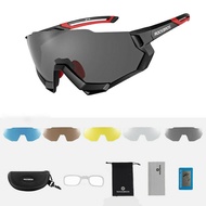 Rockbros CYCLING/SPORTS GLASSES with Polarized 5 Interchangeable Lenses -- BLACK/RED
