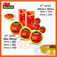 3M Scotch Adhesive Tape 530 1'' core / 3" core / 18mm x 25m / 24mm x 25m / 12mm x 66m / 18mm x 66m /