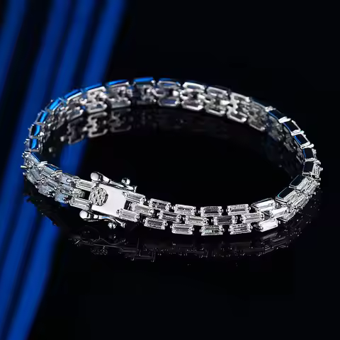 Luxury Solid Platinum PT950 Women's Moissanite Full Diamond Bracelet Women's Tennis Chain Ladder Sin