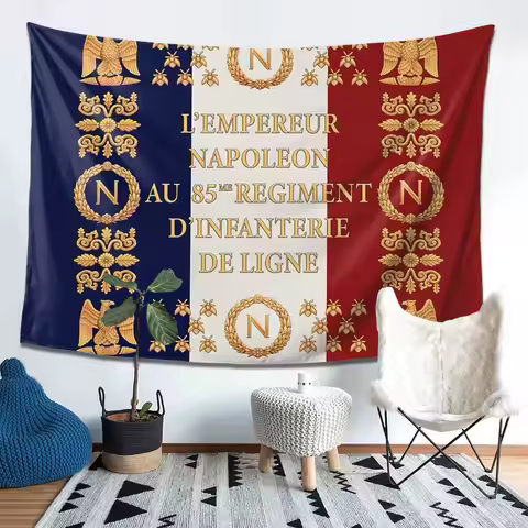 Napoleonic French 85th Regimental Flag Tapestry Decoration Art Aesthetic Tapestries for Bedroom Home