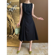 Designer Stand Cut New Style Fitted Waist Pleated Strap Dress 2024 Early Spring New Sn4969
