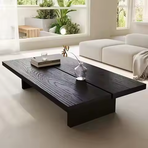 Wabi Sabi Minimalist Coffee Table Modern Trendy Rustic Rectangle Coffee Table Neutral Eclectic Mobil
