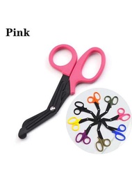 1把粉紅色不鏽鋼家用多功能紗布剪,繃帶剪,帆布剪,攜帶式小剪刀